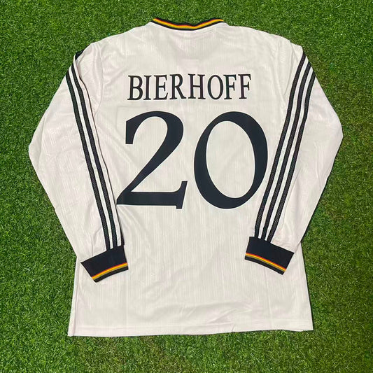 Oliver Bierhoff Germany EURO 1996 Final Home Long Sleeve Retro Football Jersey Kit