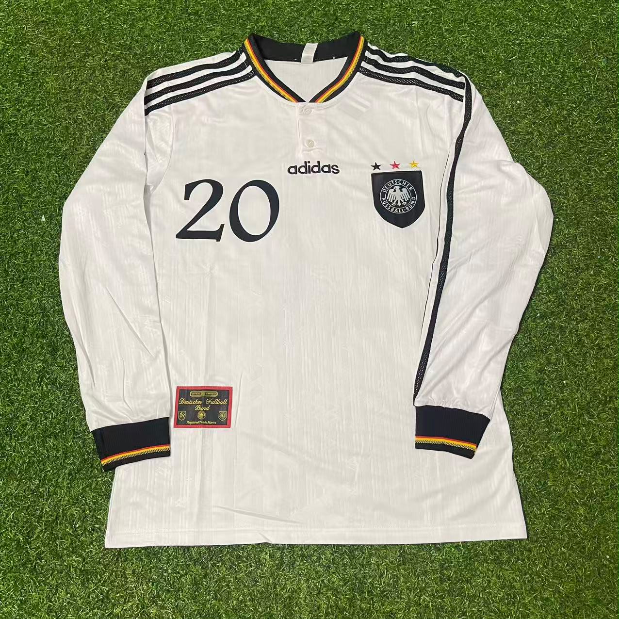 Oliver Bierhoff Germany EURO 1996 Final Home Long Sleeve Retro Football Jersey Kit