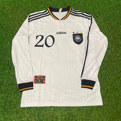 Oliver Bierhoff Germany EURO 1996 Final Home Long Sleeve Retro Football Jersey Kit