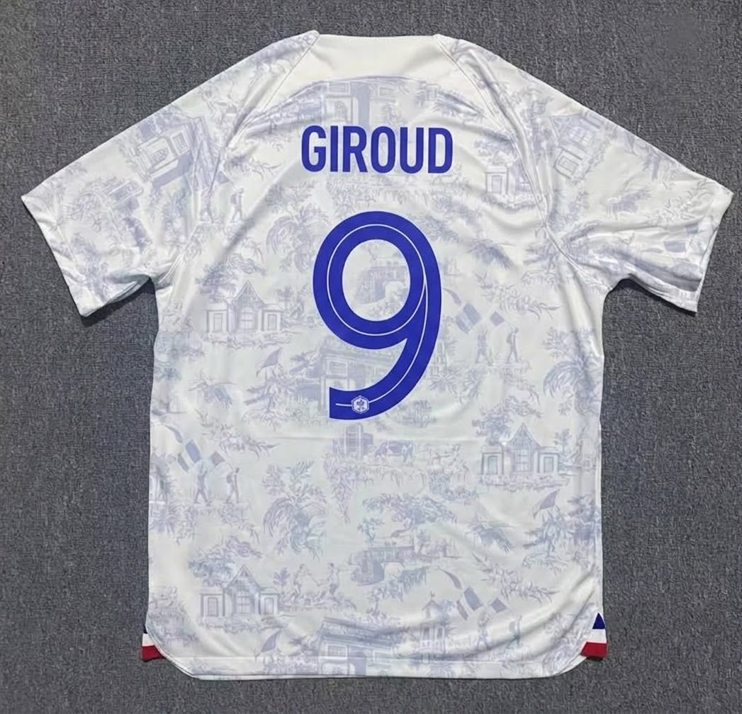 Olivier Giroud #9 France 2022 World Cup Away Retro Jersey Maillot Trikot Soccer Shirt