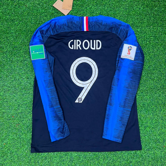 Olivier Giroud France 2018 World Cup Final Long Sleeve Retro Football Jersey Kit