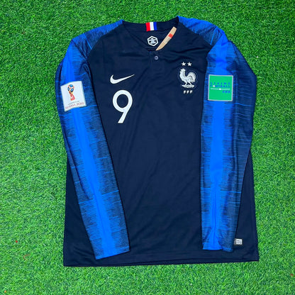 Maillot de football rétro à manches longues Olivier Giroud France Finale de la Coupe du Monde 2018