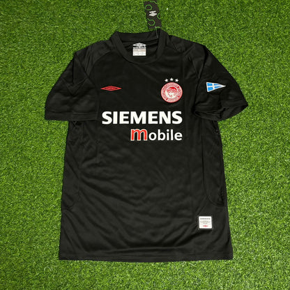 Olympiacos 2004-05 – Black Home Retro Kit Jersey Trikot Maillot Soccer Shirt