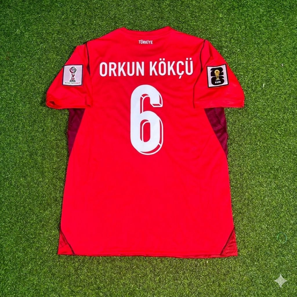 Orkun Kökçü #6 Turkey Türkiye - World Cup 2026 - Home Red - Jersey Trikot - Maillot Maglia