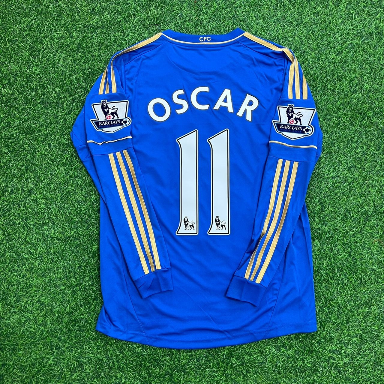 Oscar Chelsea 2012-13 Premier League Patch Blue Retro Football Jersey