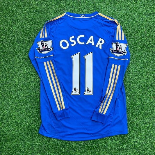 Oscar Chelsea 2012-13 Premier League Patch Blue Retro Football Jersey