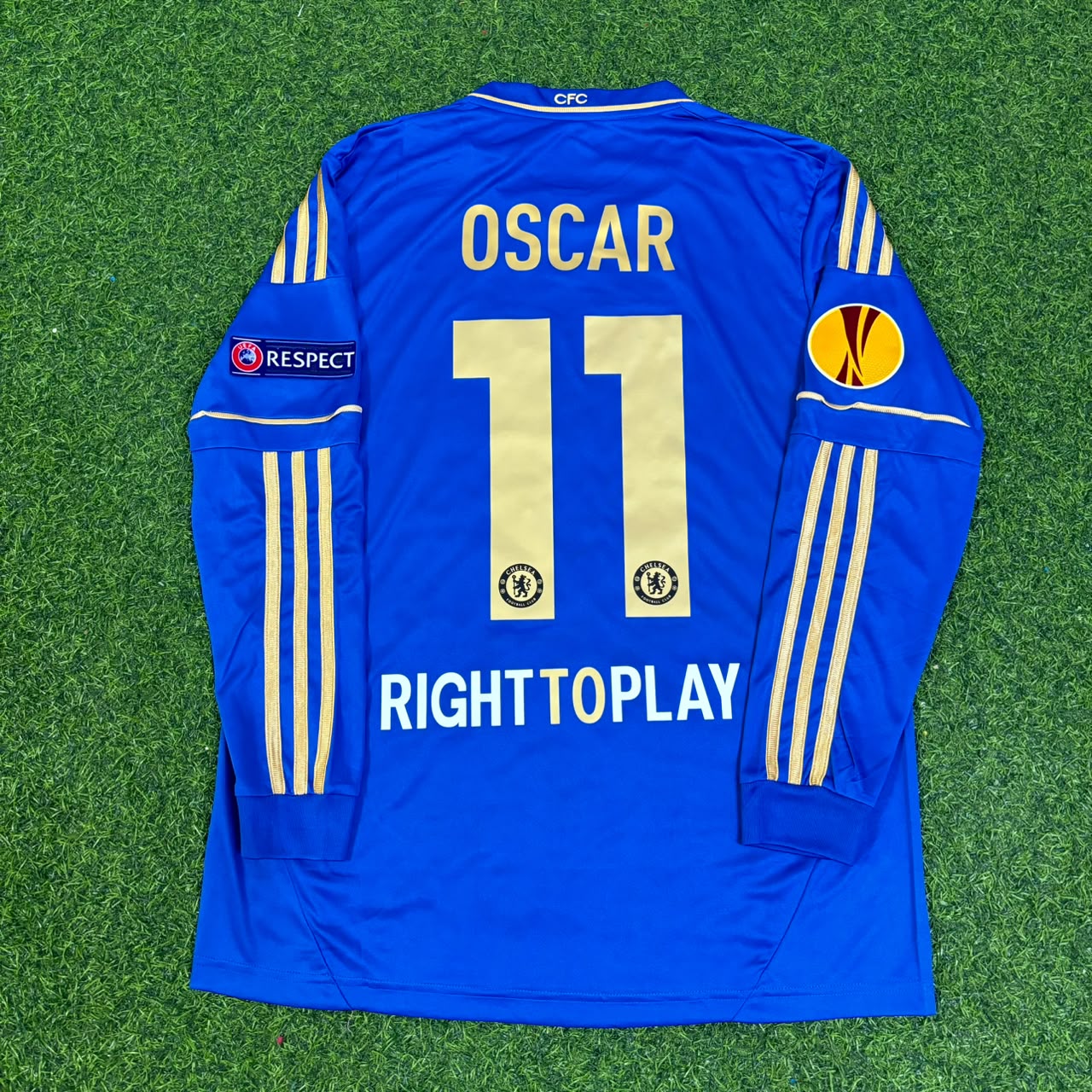 Oscar 11-Chelsea 2013 Europe League Final Amsterdam Blue Retro Football Jersey Soccer Shirt