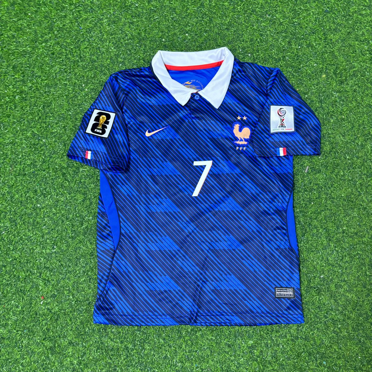 Ousmane Dembélé #7 France 2026 World Cup Kids Home Blue Football Jersey Kit