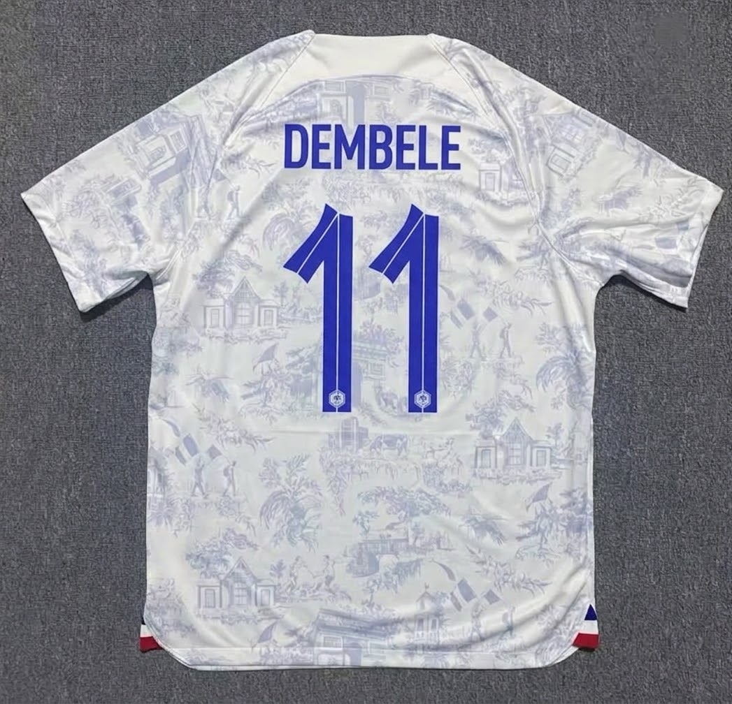 Ousmane Dembélé #11 France 2022 World Cup Away Retro Jersey Maillot Trikot Soccer Shirt