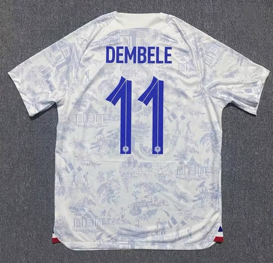 Ousmane Dembélé #11 France 2022 World Cup Away Retro Jersey Maillot Trikot Soccer Shirt