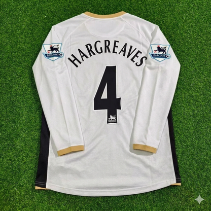 Owen Hargreaves #4 Manchester United 2006-2007 White Retro Long Sleeve Football Jersey