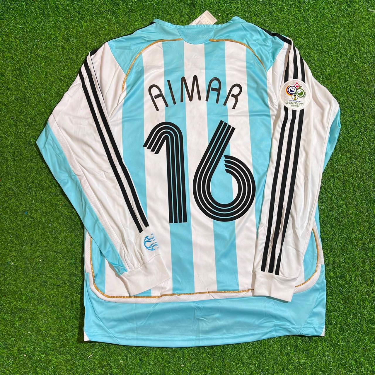 Pablo Aimar  #16 Argentina 2006 World Cup Retro Long Sleeve Football Jersey
