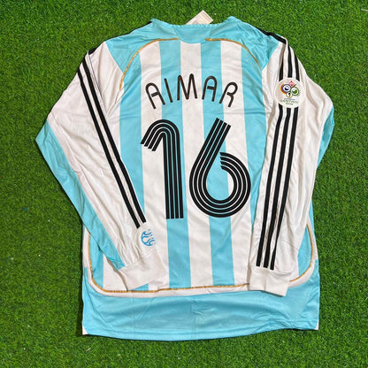 Pablo Aimar  #16 Argentina 2006 World Cup Retro Long Sleeve Football Jersey