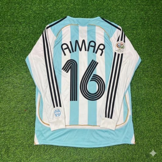 Pablo Aimar  #16 Argentina 2006 World Cup Retro Long Sleeve Football Jersey