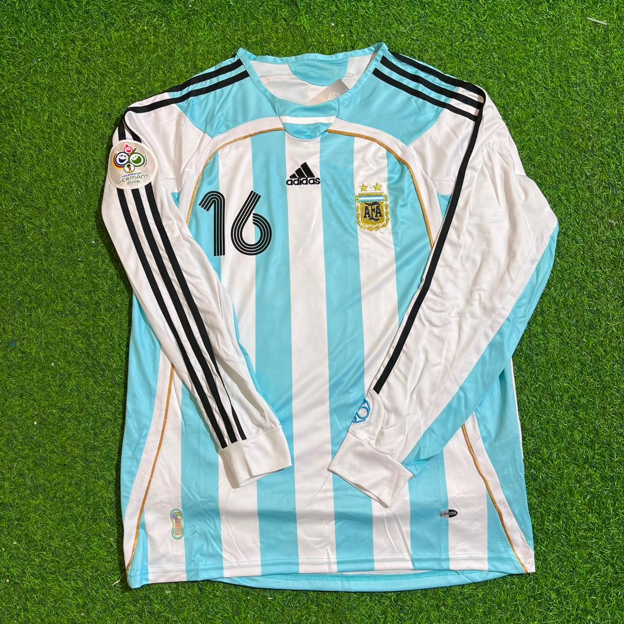 Pablo Aimar  #16 Argentina 2006 World Cup Retro Long Sleeve Football Jersey