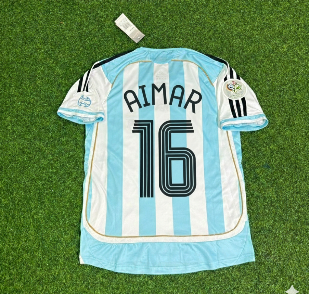 Pablo Aimar Argentina 2006 World Cup Retro Soccer Jersey Maillot Trikot Maglia