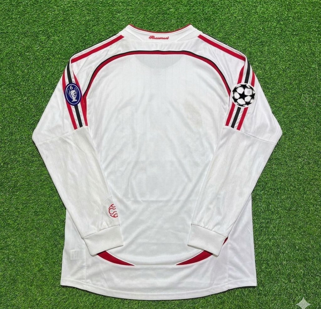 AC Milan 2007 Champions League Final Away White Long Sleeve Retro Jersey