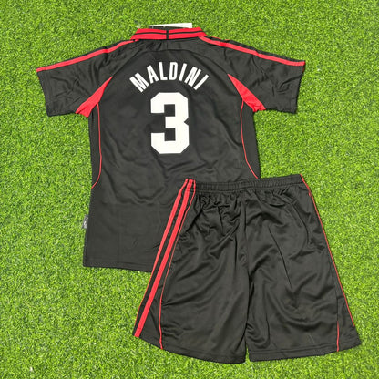 Paolo Maldini #3 AC Milan 2000-2001 Black Away Kids Retro Jersey