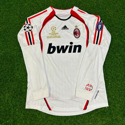 Paolo Maldini #3 AC Milan 2007 Champions League Final Away White Long Sleeve Retro Jersey