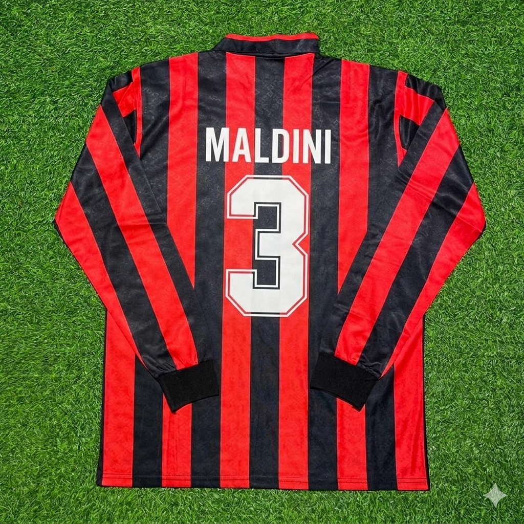 Paolo Maldini #3 AC Milan 1989-1990 Retro Long Sleeve Football Jersey