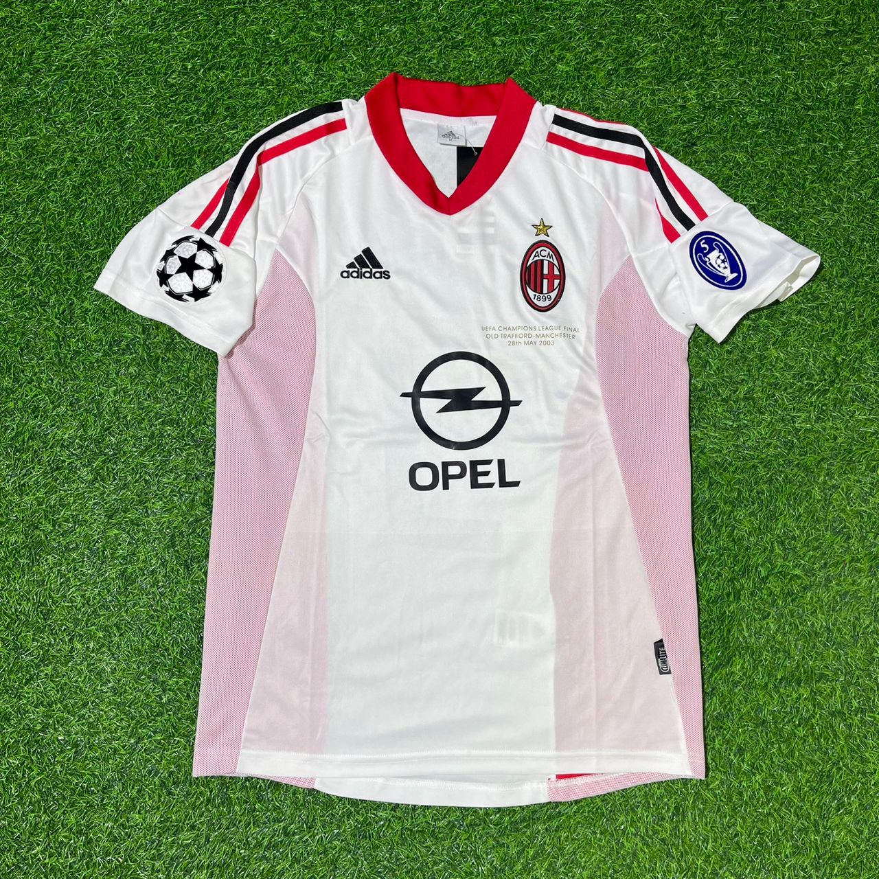 Paolo Maldini AC Milan 2003 Champions League Final Old Trafford White Retro Jersey Maglia Maillot
