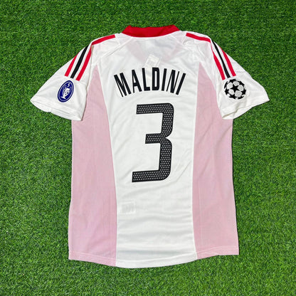 Paolo Maldini AC Milan 2003 Champions League Final Old Trafford White Retro Jersey Maglia Maillot