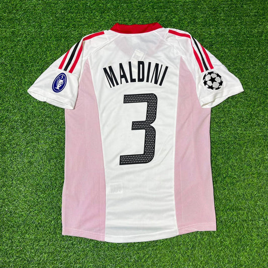 Paolo Maldini AC Milan 2003 Champions League Final Old Trafford White Retro Jersey Maglia Maillot