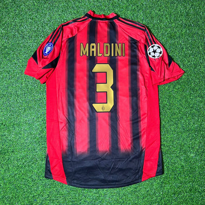 Paolo Maldini AC Milan 2004/05 Red & Black Home Retro Football Jersey Kit