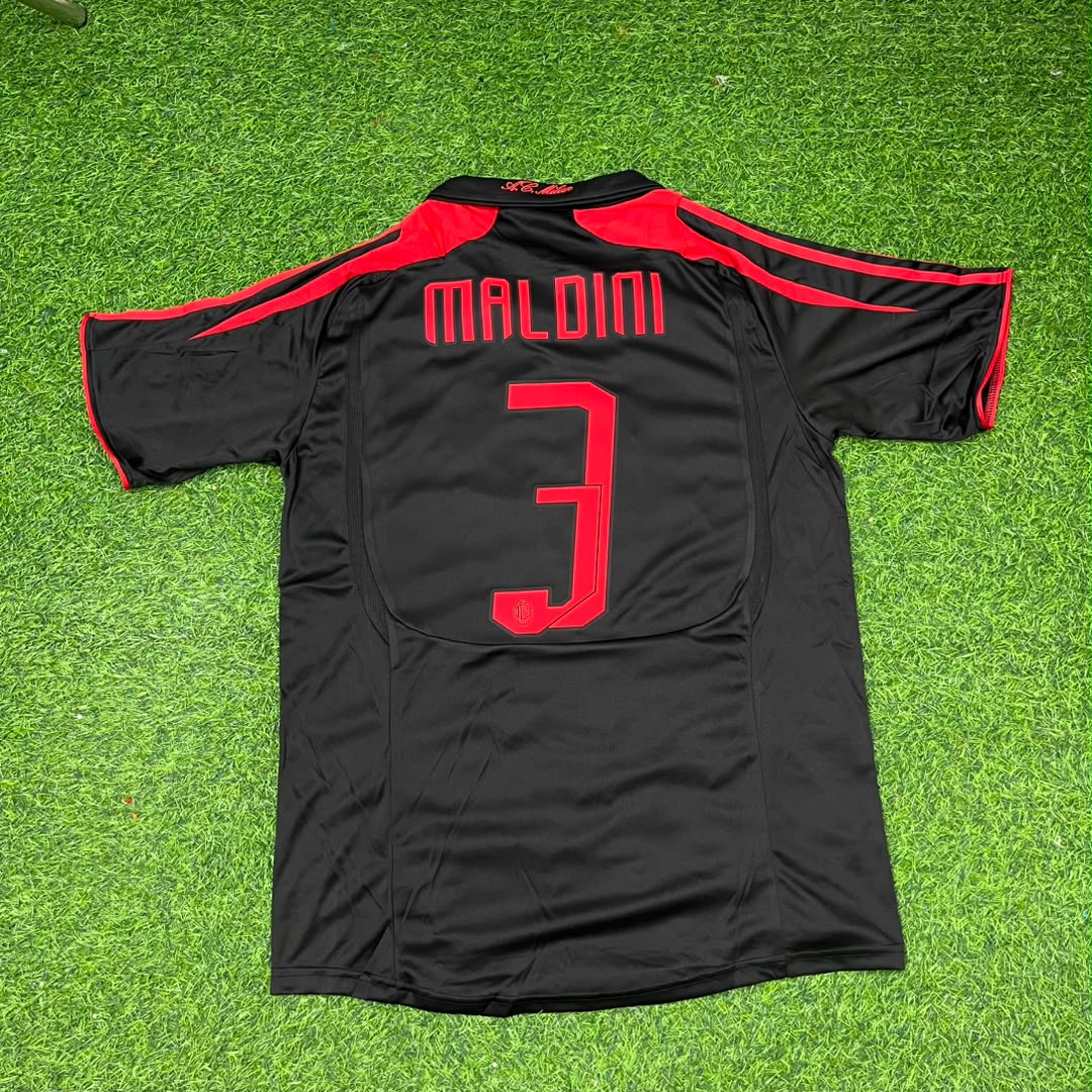 Paolo Maldini AC Milan 2007-2008 Black Retro Third Football Jersey