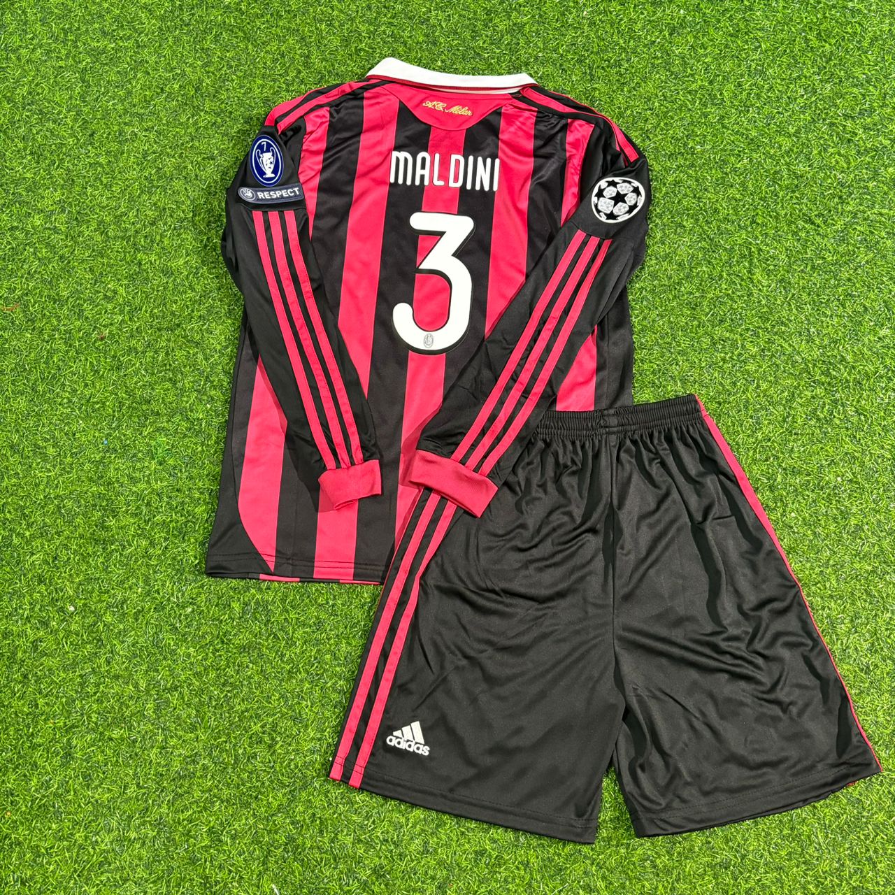 Paolo Maldini AC Milan 2008-2009 Final Season Kids Long Sleeve Home Retro Football Jersey