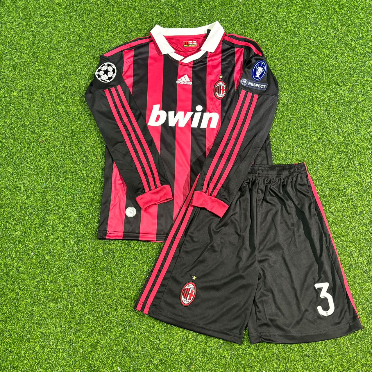 Paolo Maldini AC Milan 2008-2009 Final Season Kids Long Sleeve Home Retro Football Jersey