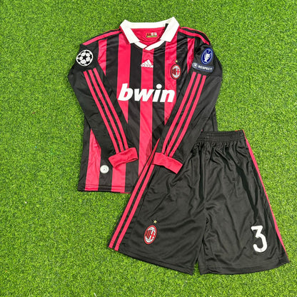 Paolo Maldini AC Milan 2008-2009 Final Season Kids Long Sleeve Home Retro Football Jersey