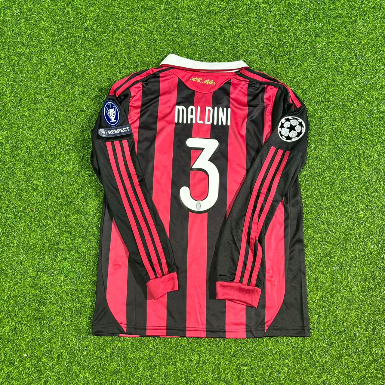 Paolo Maldini AC Mailand 2008-2009 Letzte Saison Langarm Home Retro Fußballtrikot