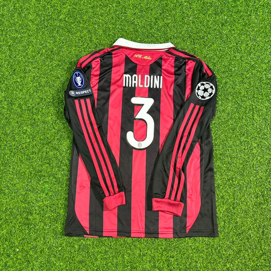 Paolo Maldini AC Milan 2008-2009 Final Season Long Sleeve Home Retro Football Jersey
