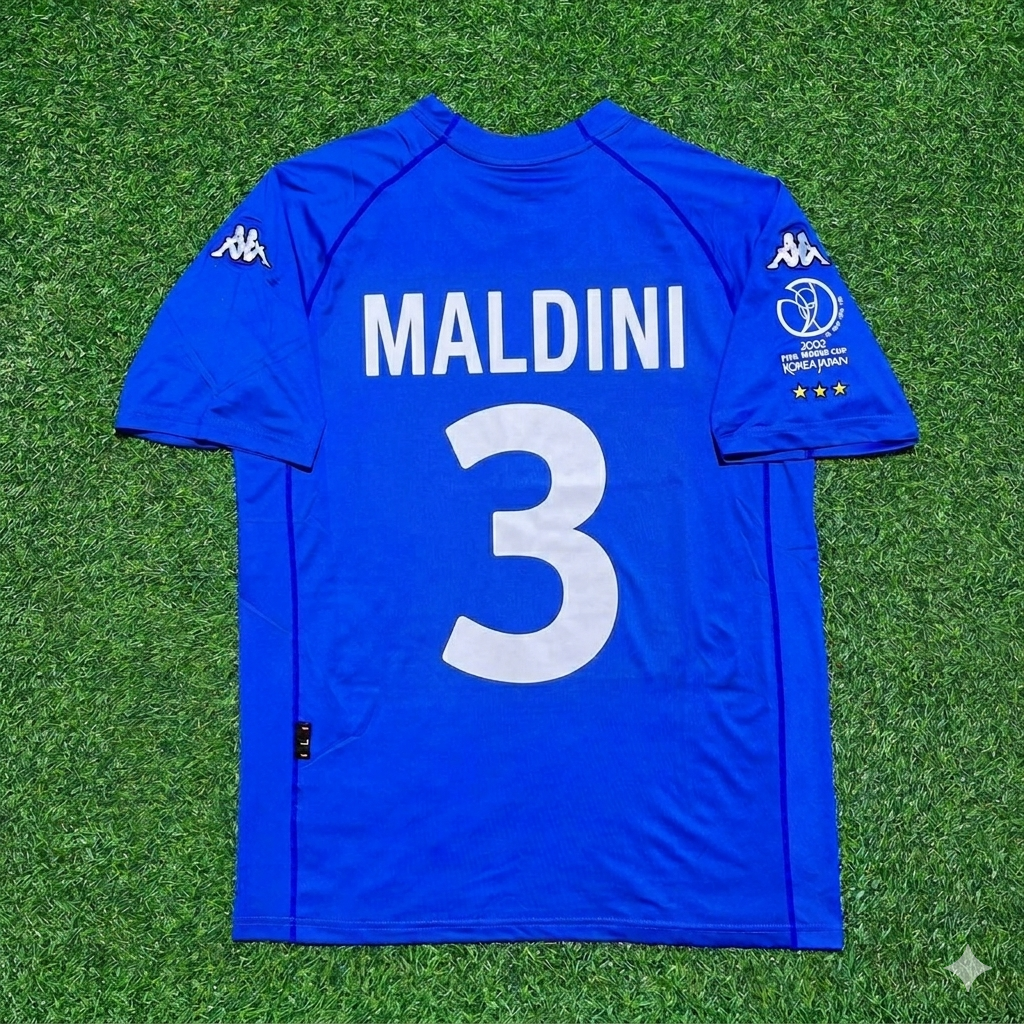 Paolo Maldini #3 Italy 2002 World Cup Home Retro Jersey