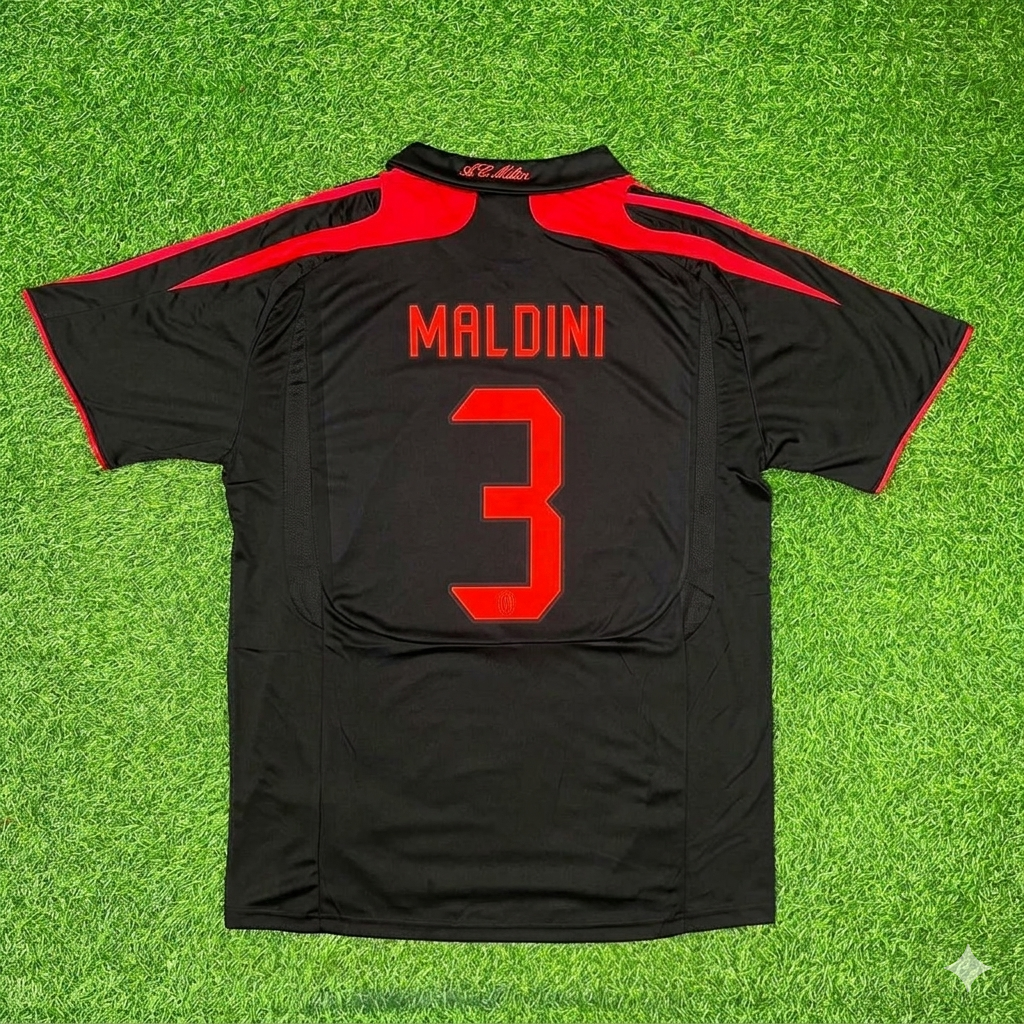 Paolo Maldini AC Milan 2007-2008 Black Retro Third Football Jersey
