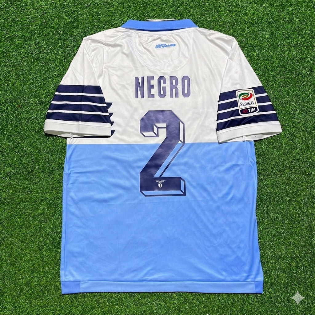 Paolo Negro #2 Lazio White Blue Retro Home Football Jersey
