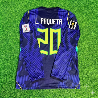 Lucas Paquetá 11# Brazil 2026 World Cup Sleeve Blue Away Jersey Trikot