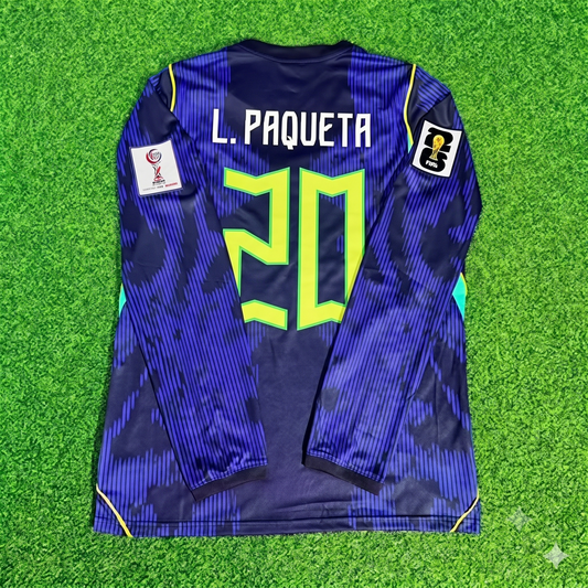 Lucas Paquetá 11# Brazil 2026 World Cup Sleeve Blue Away Jersey Trikot