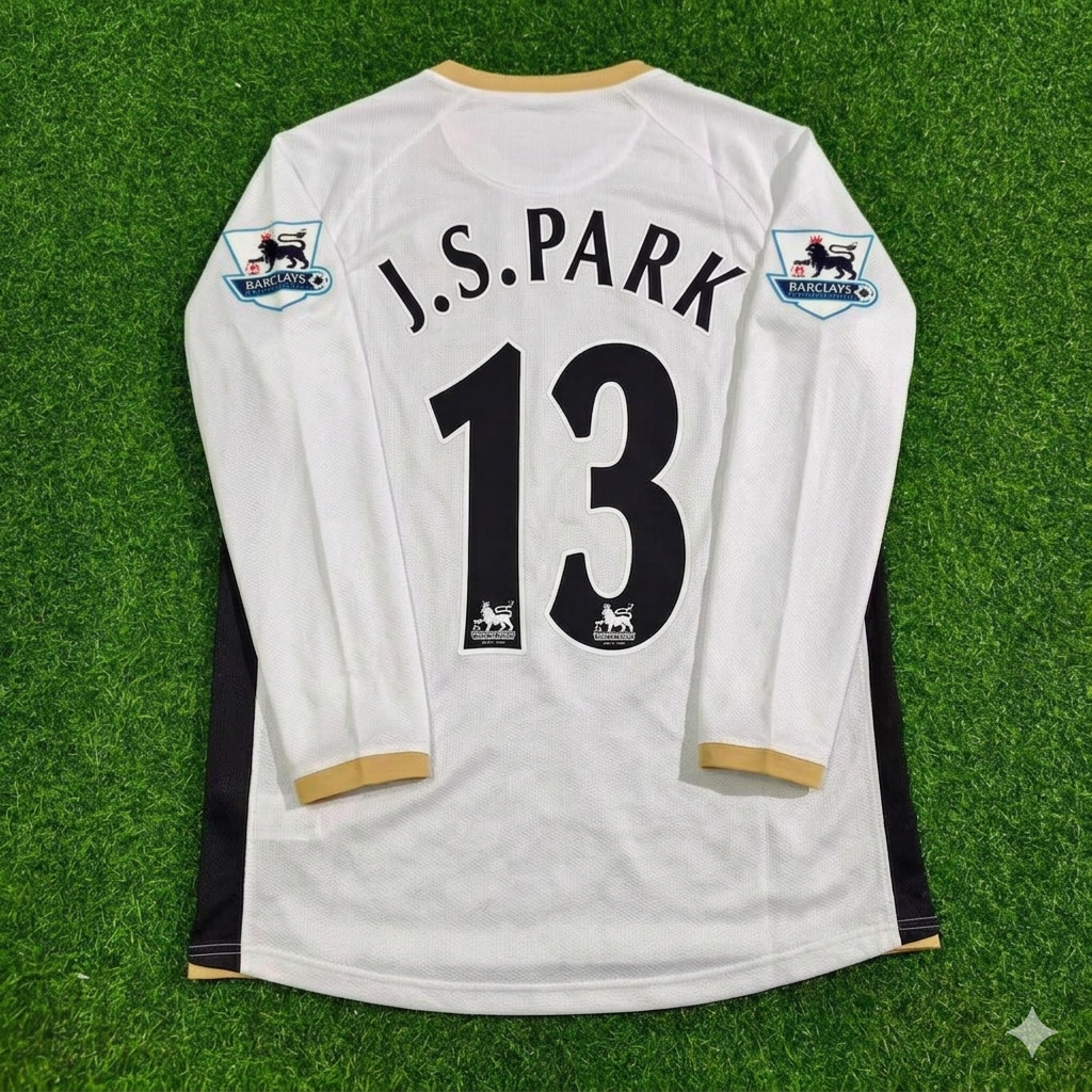 Maillot de football rétro à manches longues blanc Park Ji-sung #13 Manchester United 2006-2007