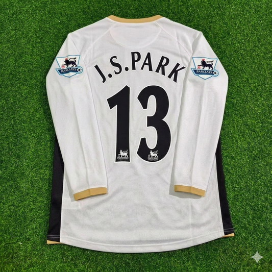 Park Ji-sung #13 Manchester United 2006-2007 White Retro Long Sleeve Football Jersey