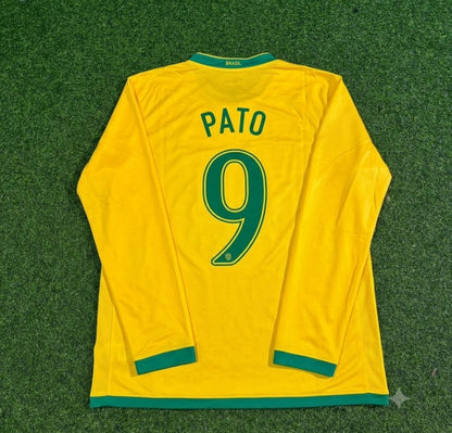 Alexandre Pato #9 Brazil Long Sleeve Retro Football Jersey