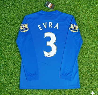 Patrice Evra Manchester United 2008 Blue EPL Patch Retro Long Sleeve Football Jersey