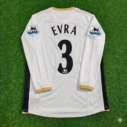Patrice Evra #3 Manchester United 2006-2007 White Retro Long Sleeve Football Jersey