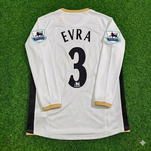 Patrice Evra #3 Manchester United 2006-2007 White Retro Long Sleeve Football Jersey