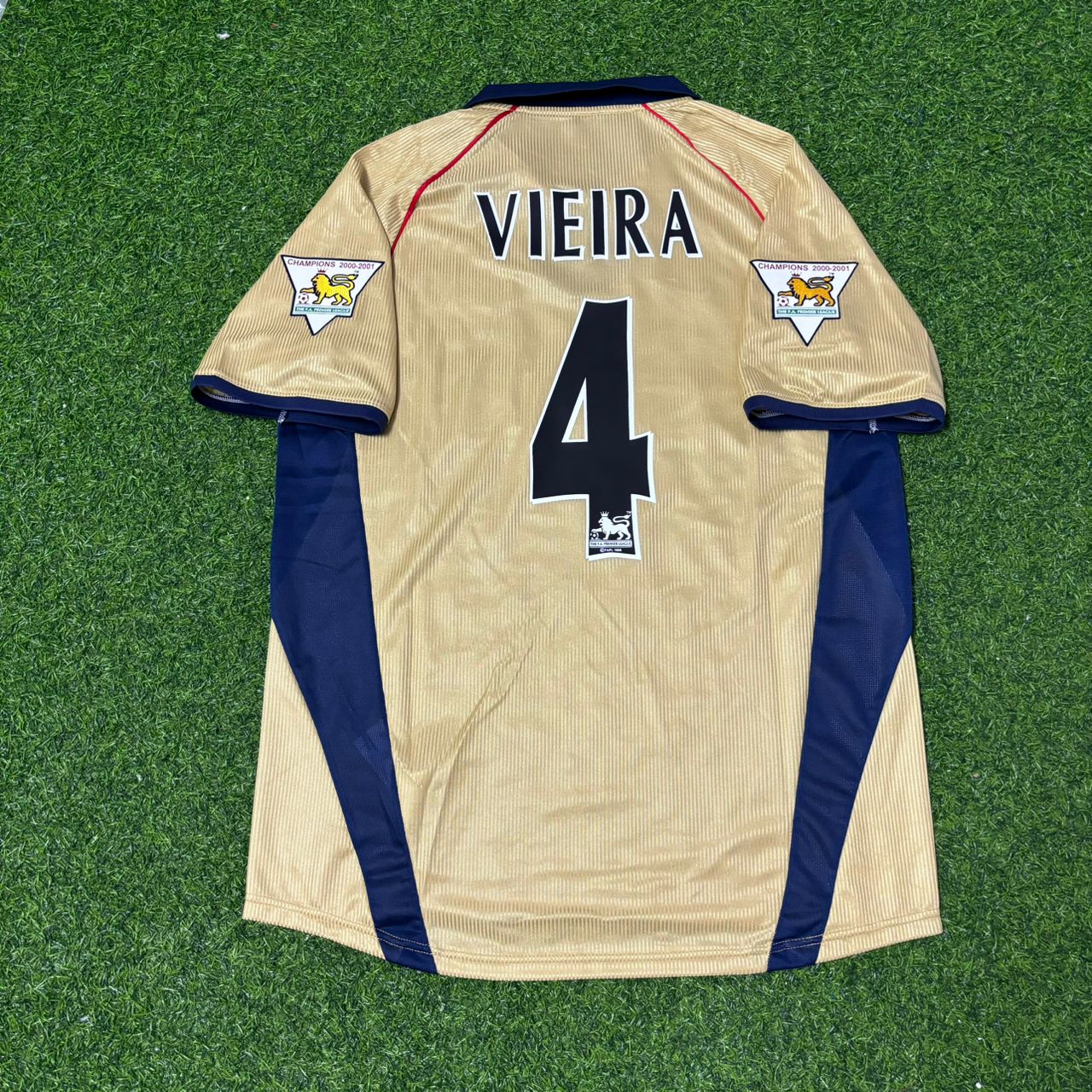 Patrick Vieira #4 Arsenal 2001-2002 Away Golden Retro Football Jersey