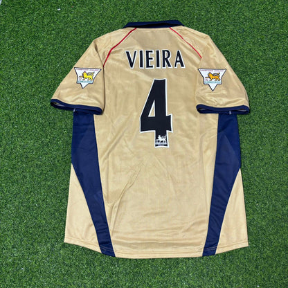 Patrick Vieira #4 Arsenal 2001-2002 Away Golden Retro Football Jersey