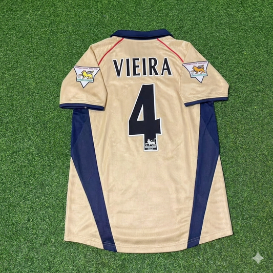 Patrick Vieira #4 Arsenal 2001-2002 Away Golden Retro Jersey