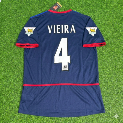 Patrick Vieira 4- Arsenal 2002-2004 Black Blue o2 Retro Kit Jersey Trikot Maglia Camiseta Soccer Shirt