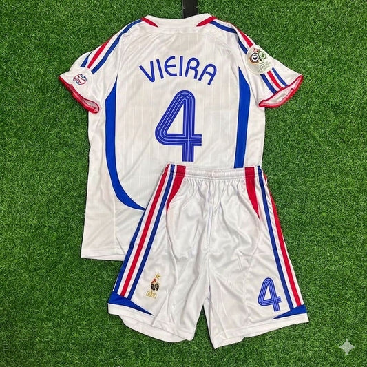 Patrick Vieira #4 France 2006 World Cup Retro Kids Kit – | KinderTrikot Maillot Enfant Soccer Shirt